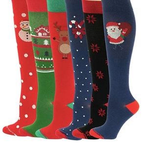 Knee High Compression Socks Christmas Holiday NEW